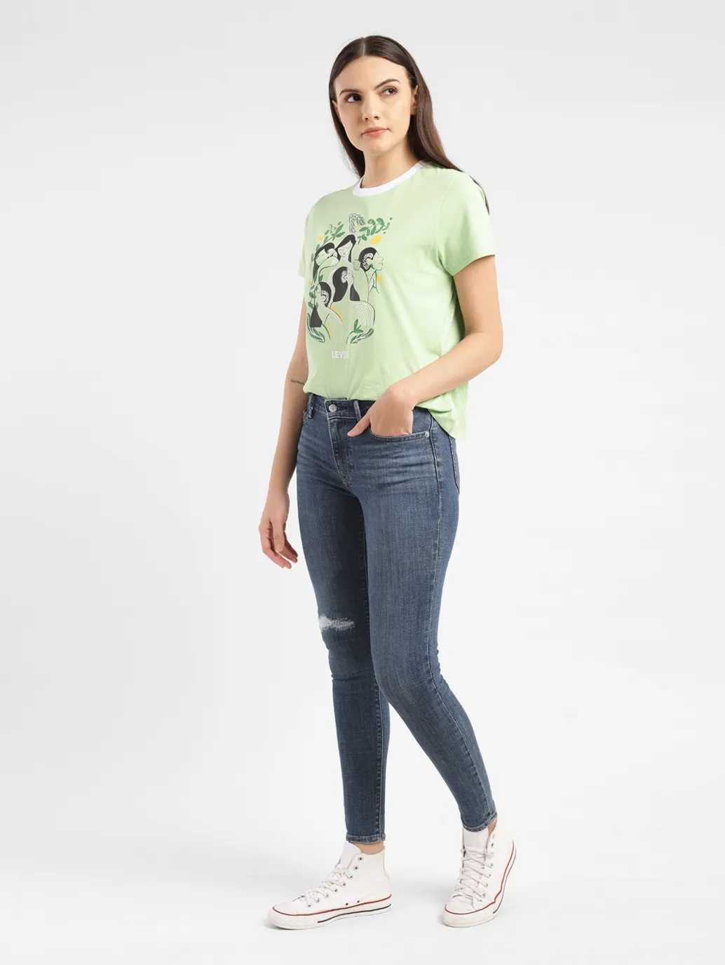 Women's 711 Blue Skinny Fit Mid Rise Jeans - Image 7