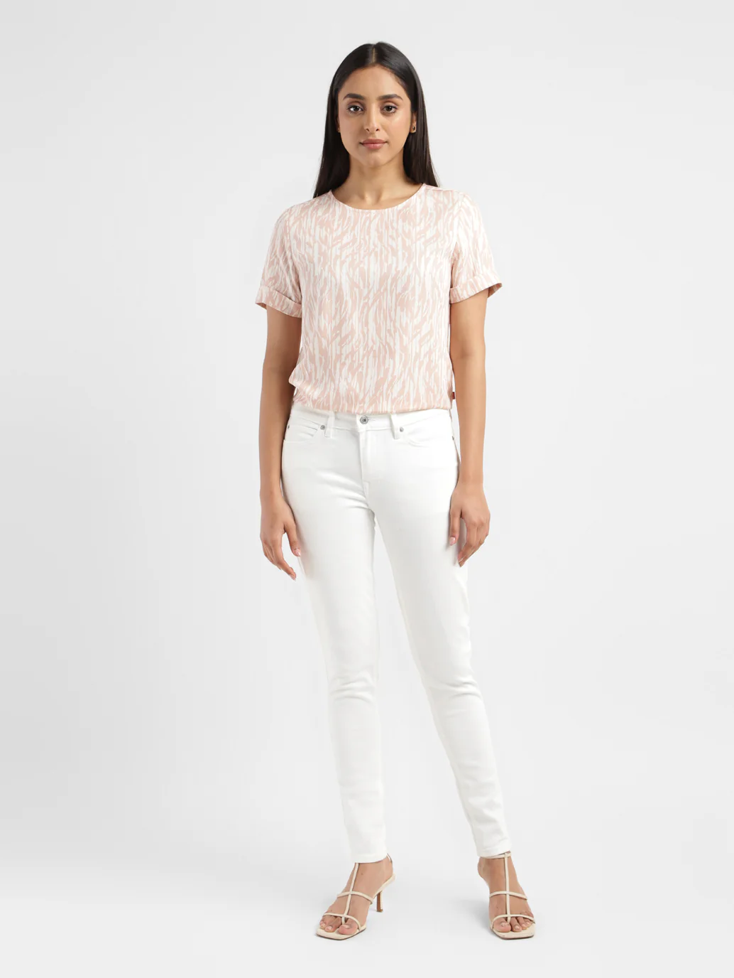 Women's 711 White Skinny Fit Mid Rise Jeans - Image 10