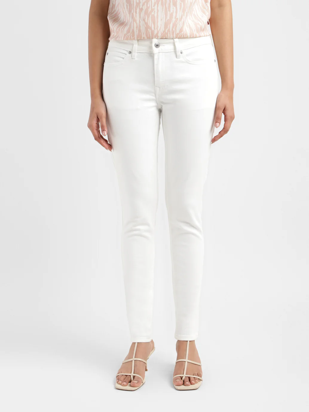 Women's 711 White Skinny Fit Mid Rise Jeans - Image 2