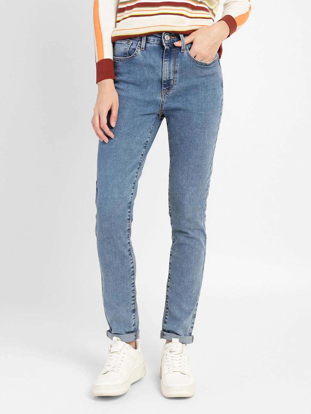 Women's 721 Blue Skinny Fit High Rise Jeans - Image 2
