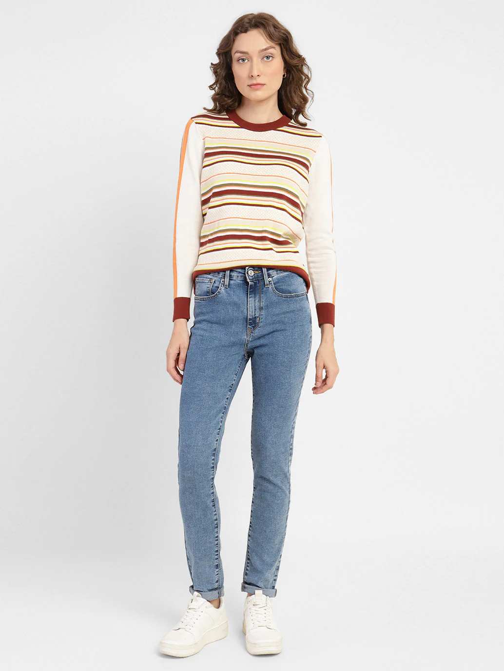 Women's 721 Blue Skinny Fit High Rise Jeans - Image 6