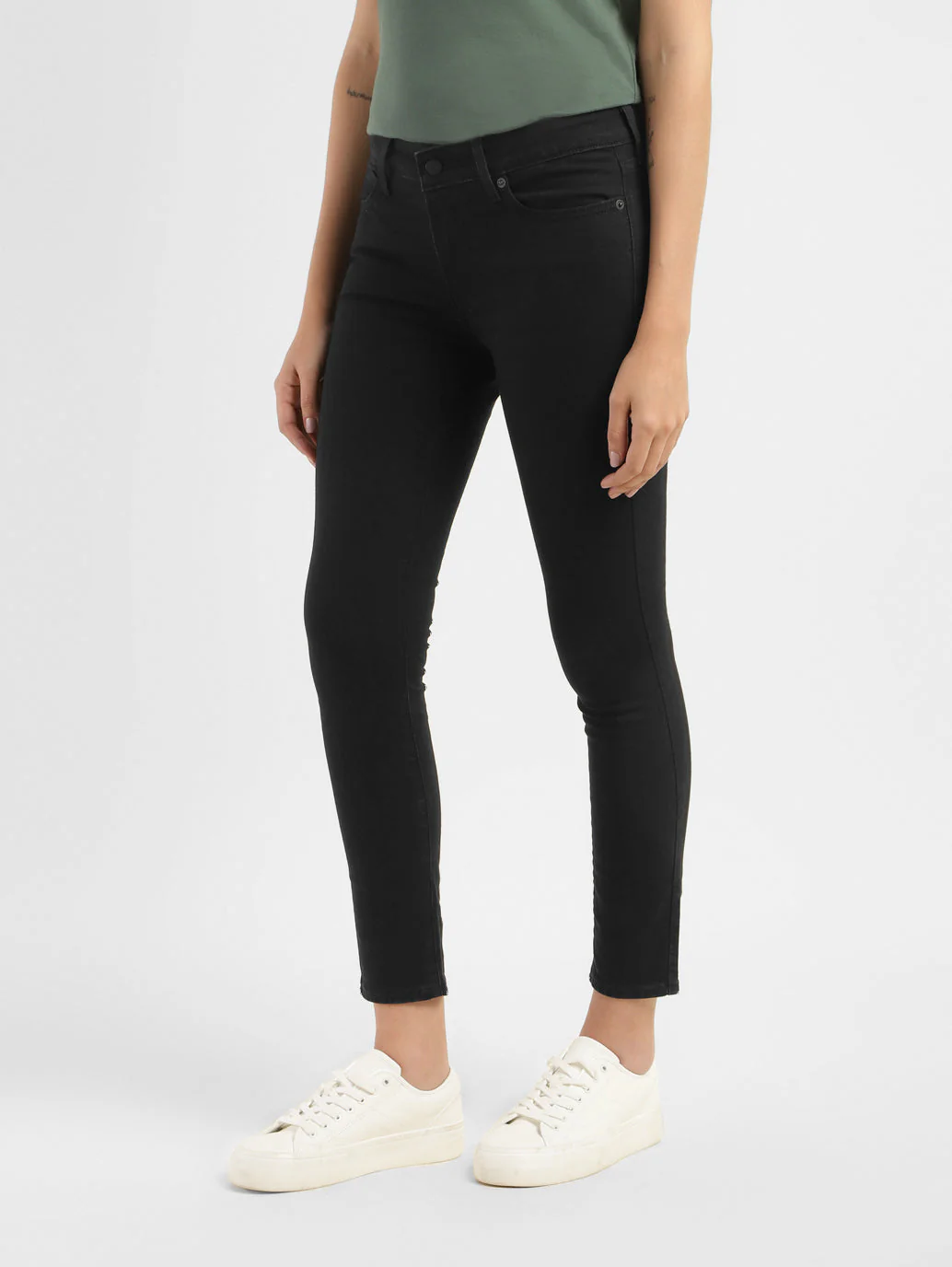 Women's 711 Black Skinny Fit Mid Rise Jeans - Image 4