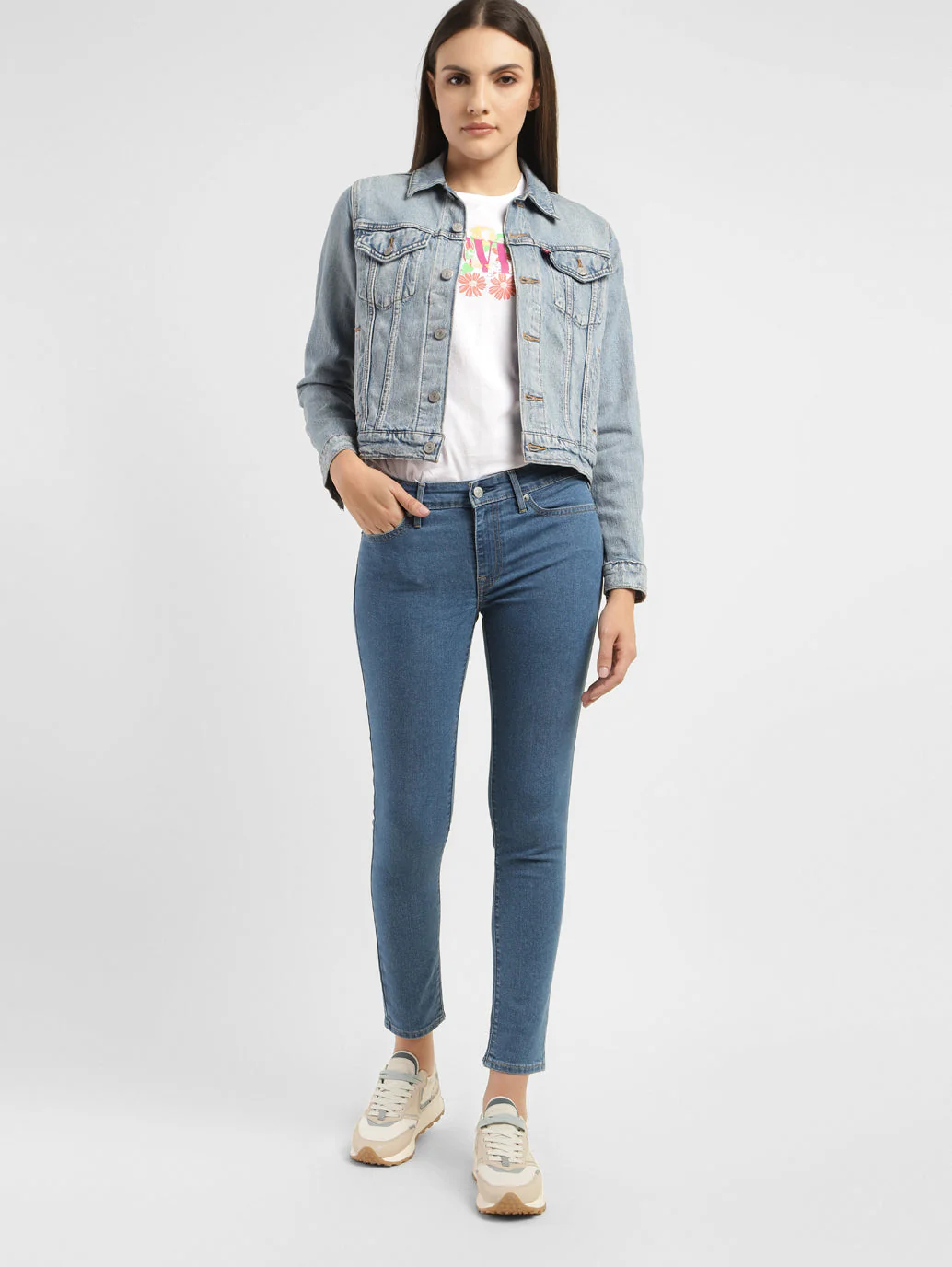 Women's 711 Blue Skinny Fit Mid Rise Jeans - Image 2