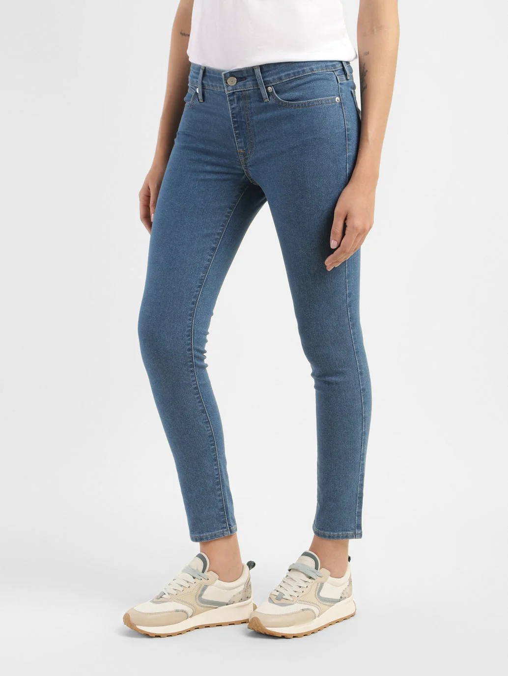 Women's 711 Blue Skinny Fit Mid Rise Jeans - Image 4