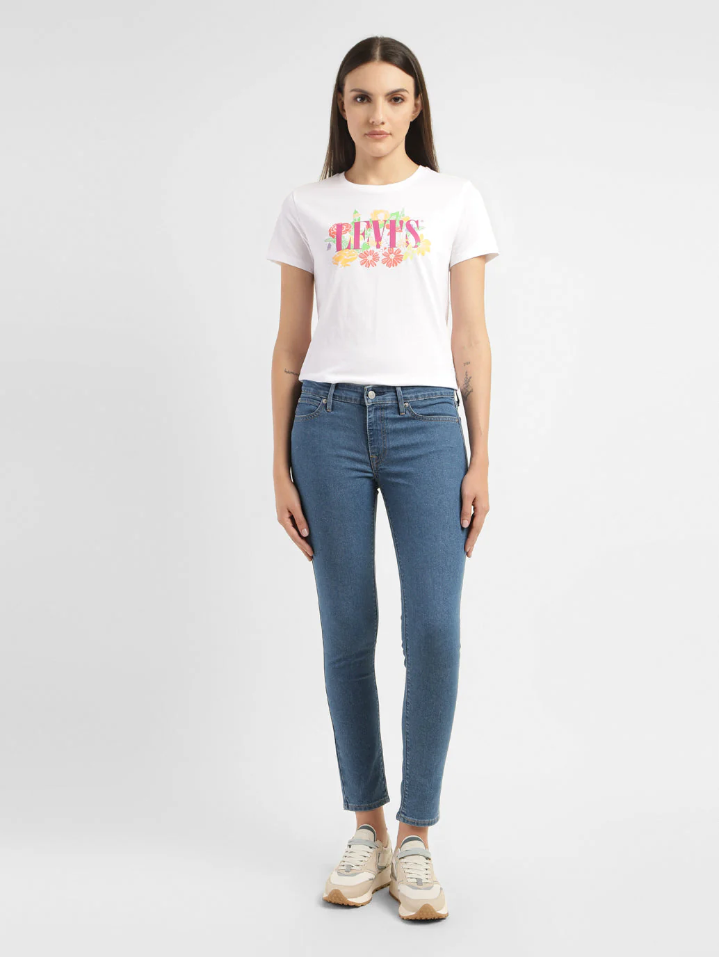 Women's 711 Blue Skinny Fit Mid Rise Jeans - Image 7