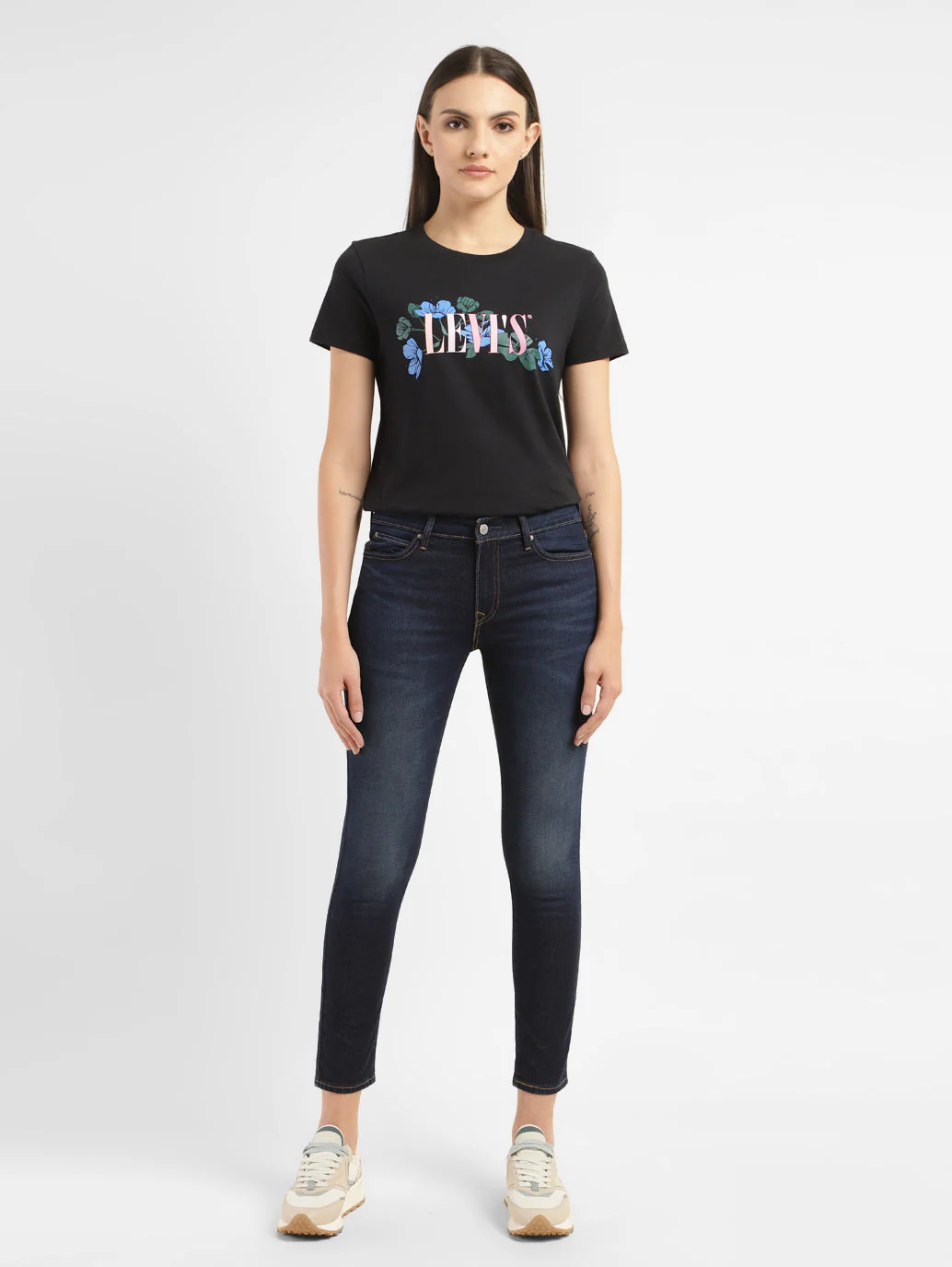 Women's 711 Blue Skinny Fit Mid Rise Jeans - Image 7