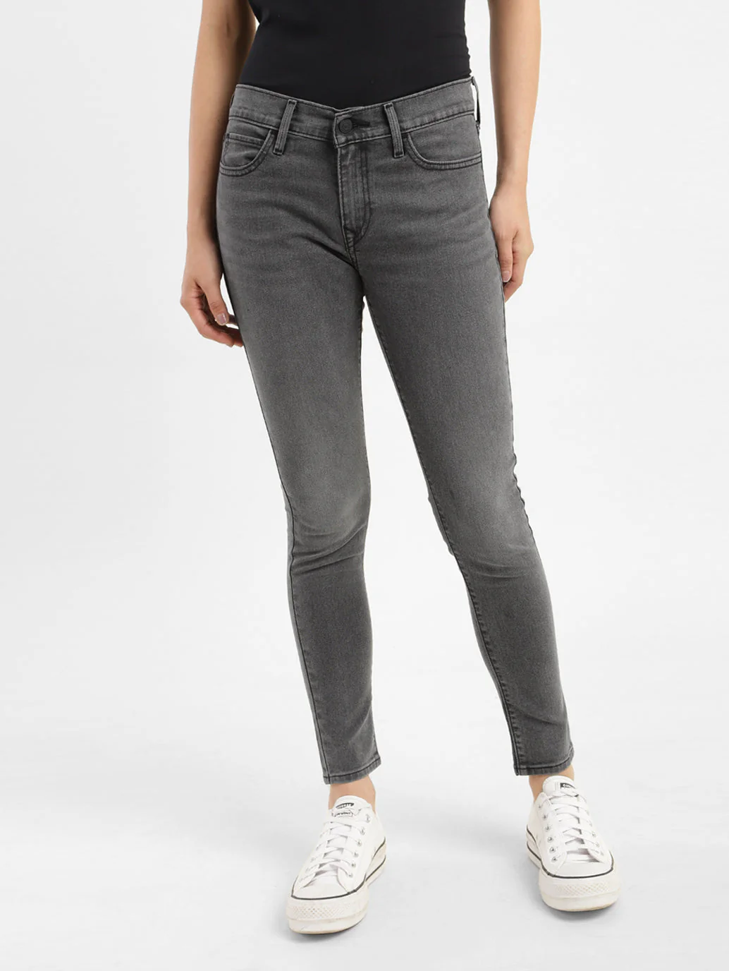 Women's 711 Black Skinny Fit Mid Rise Jeans