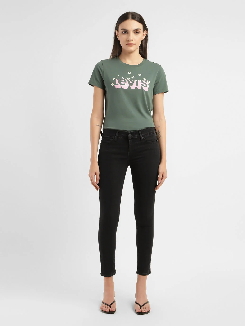 Women's 711 Black Skinny Fit Mid Rise Jeans - Image 2