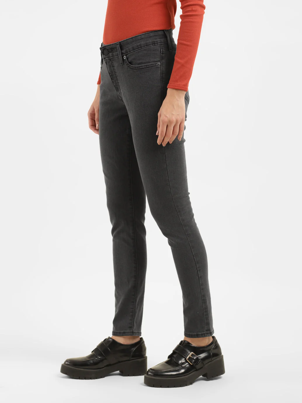 Women's 711 Black Skinny Fit Mid Rise Jeans - Image 4