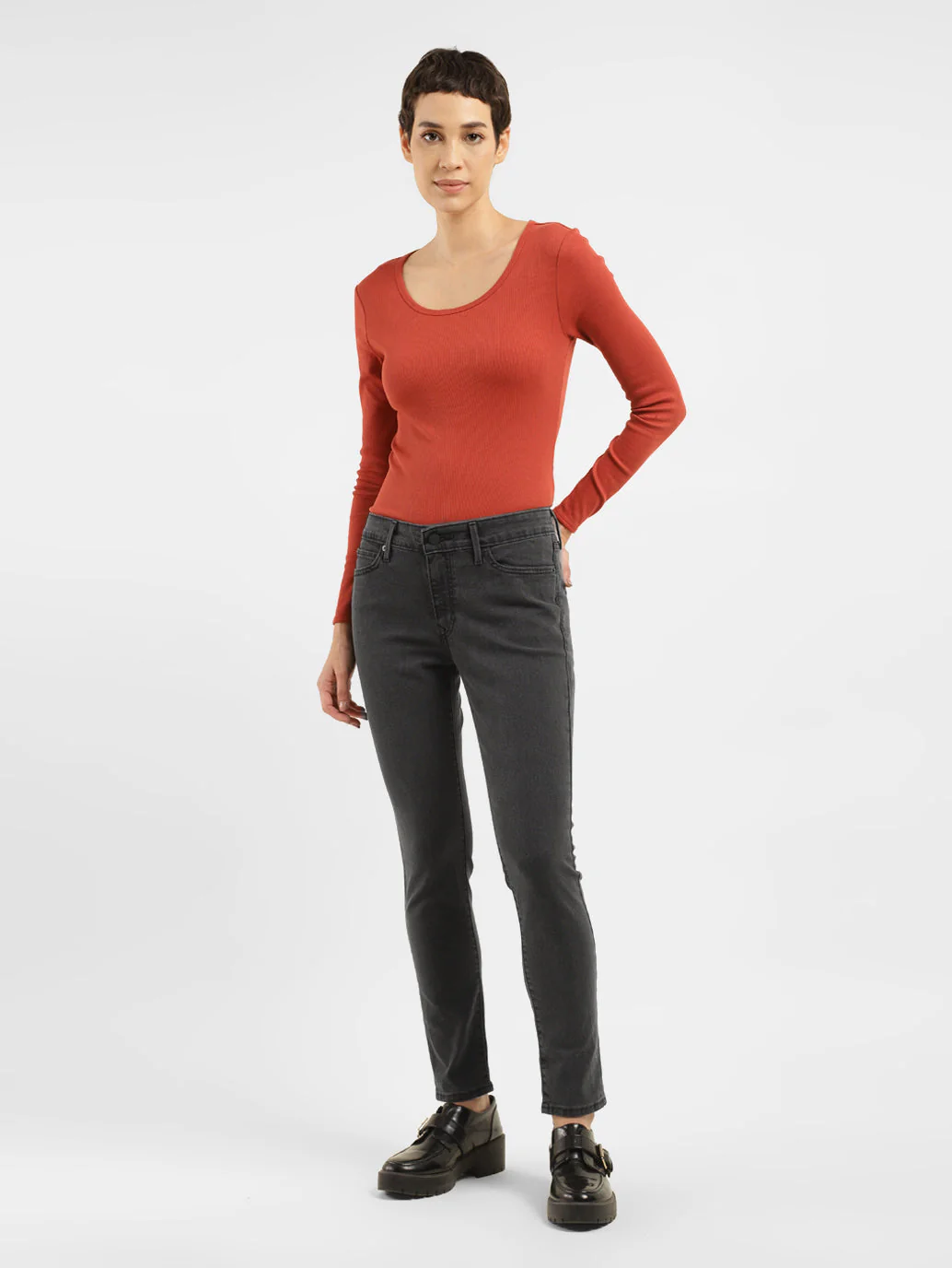 Women's 711 Black Skinny Fit Mid Rise Jeans - Image 7