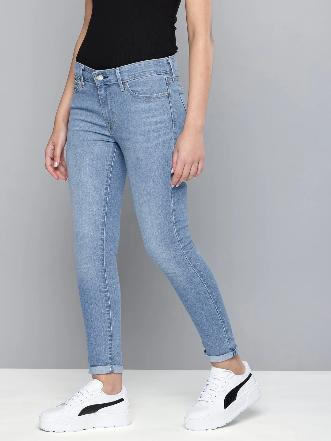 Women's 711 Blue Skinny Fit Mid Rise Jeans - Image 3
