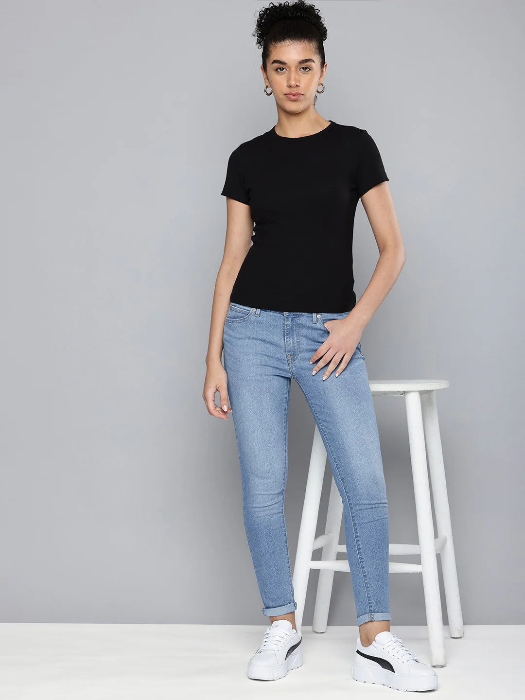 Women's 711 Blue Skinny Fit Mid Rise Jeans - Image 5