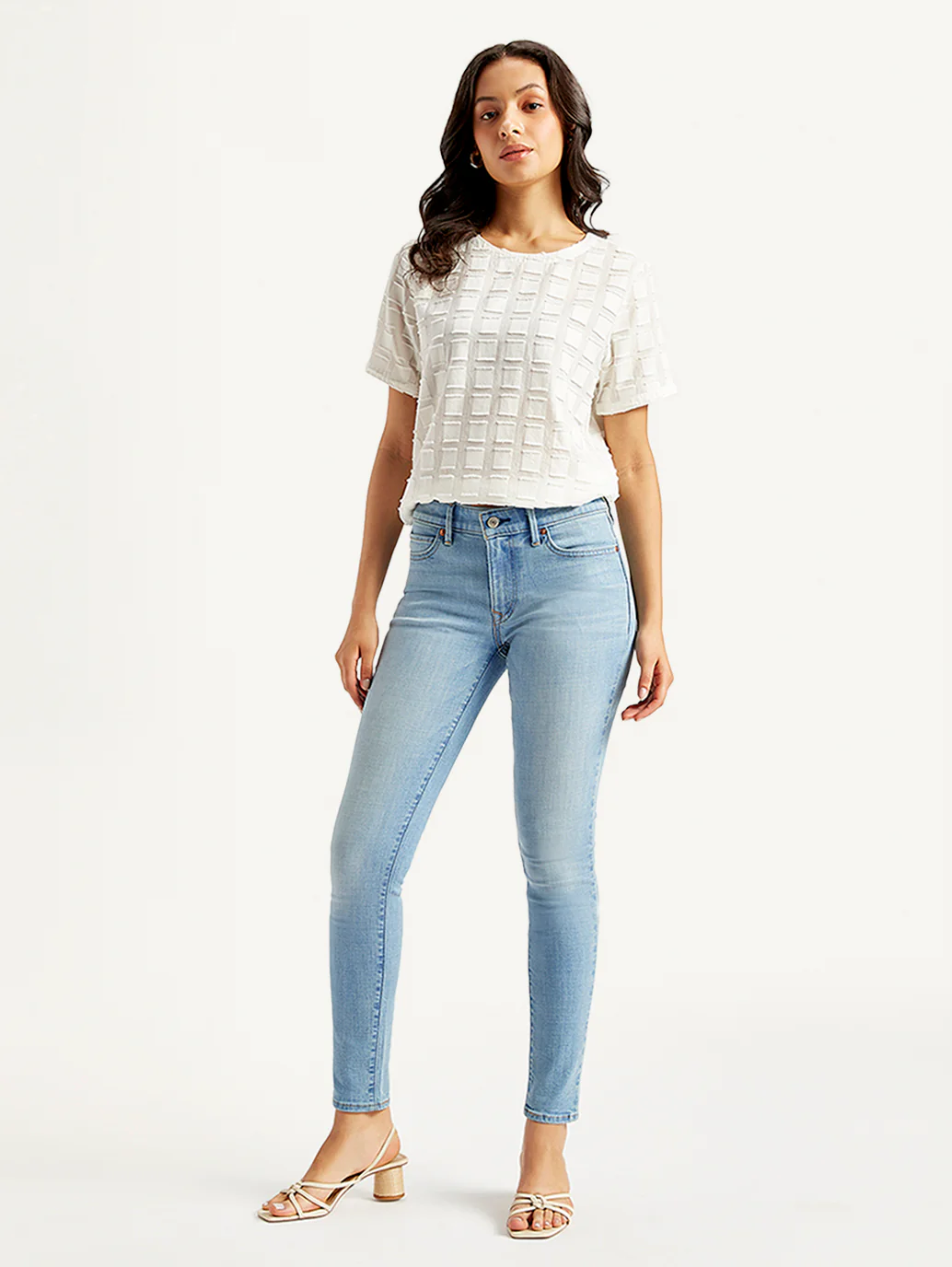 Women's 711 Light Blue Skinny Fit Mid Rise Jeans