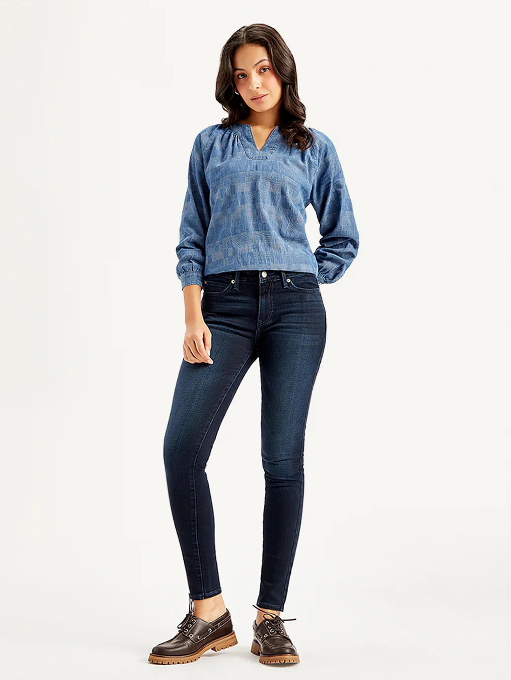 Women's 711 Navy Blue Skinny Fit Mid Rise Jeans