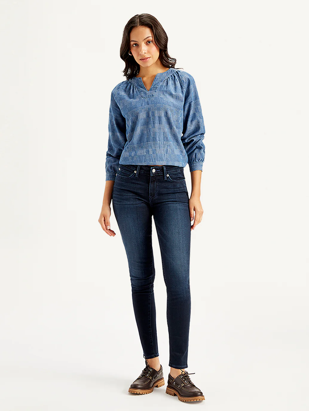 Women's 711 Navy Blue Skinny Fit Mid Rise Jeans - Image 2