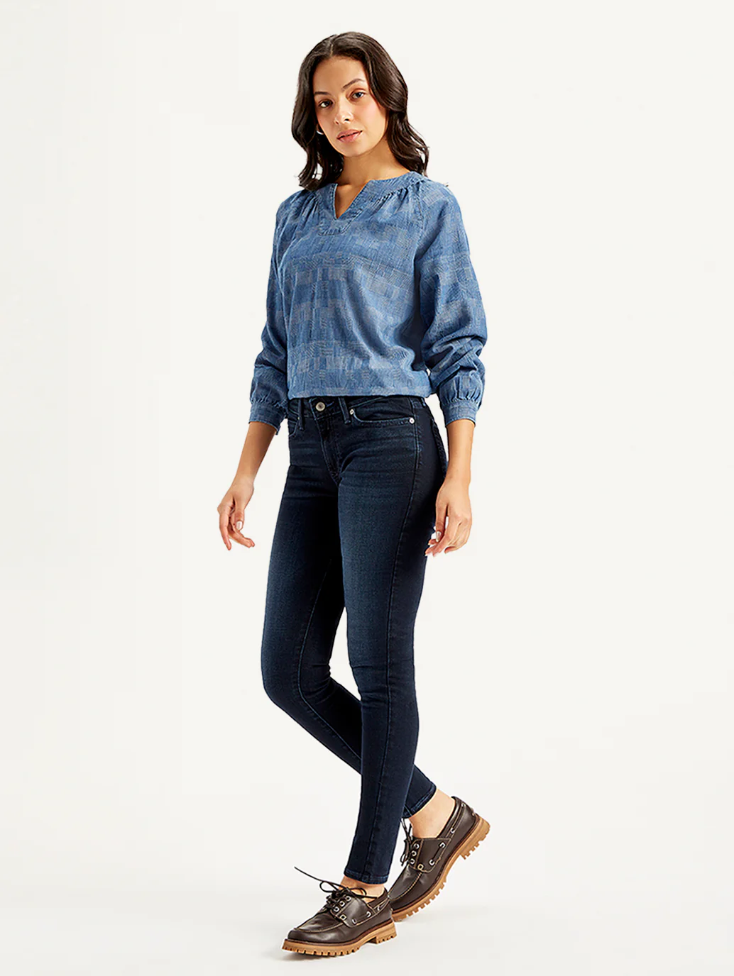 Women's 711 Navy Blue Skinny Fit Mid Rise Jeans - Image 5