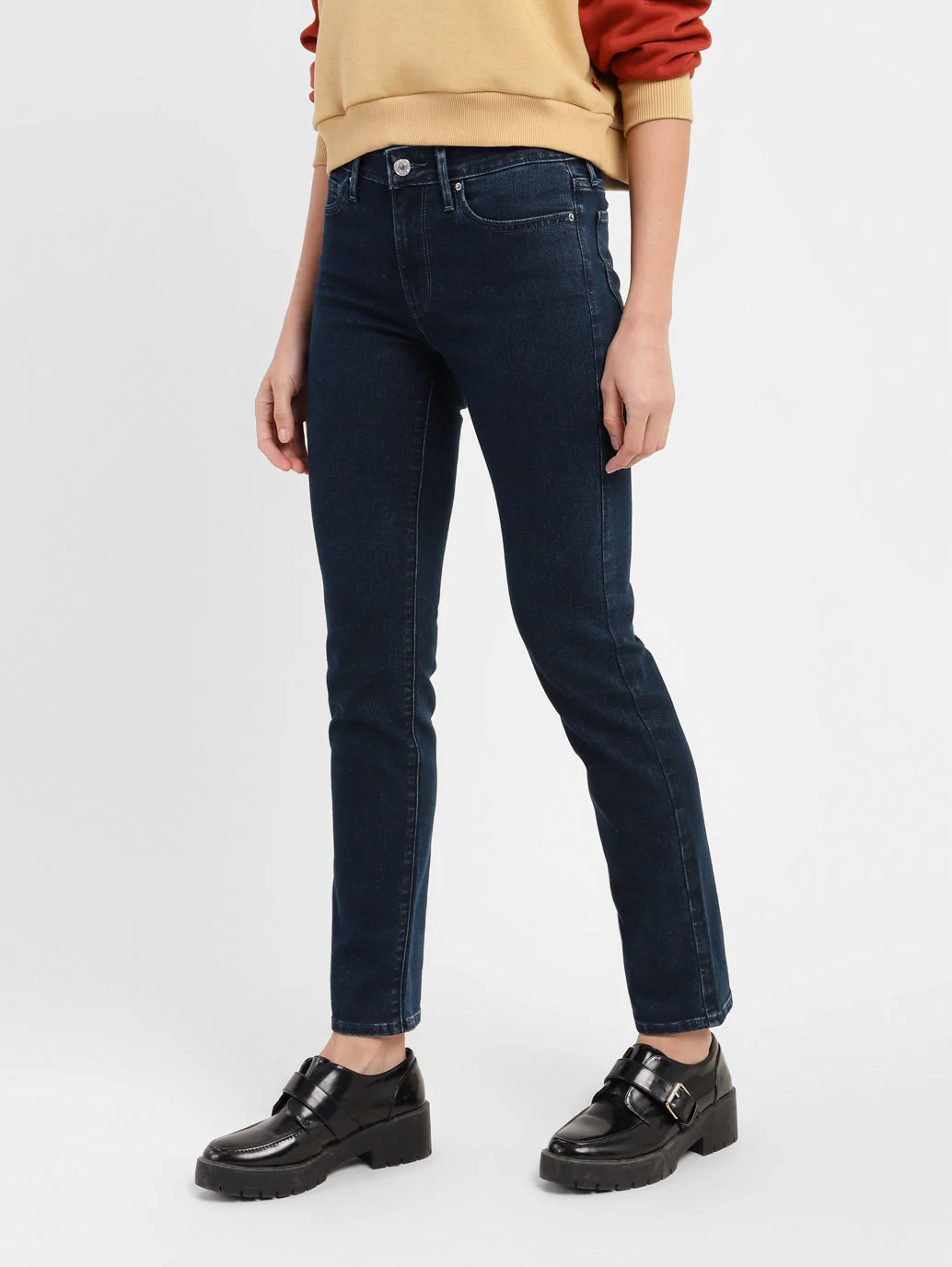 Women's 712 Blue Straight Fit Mid Rise Jeans - Image 3