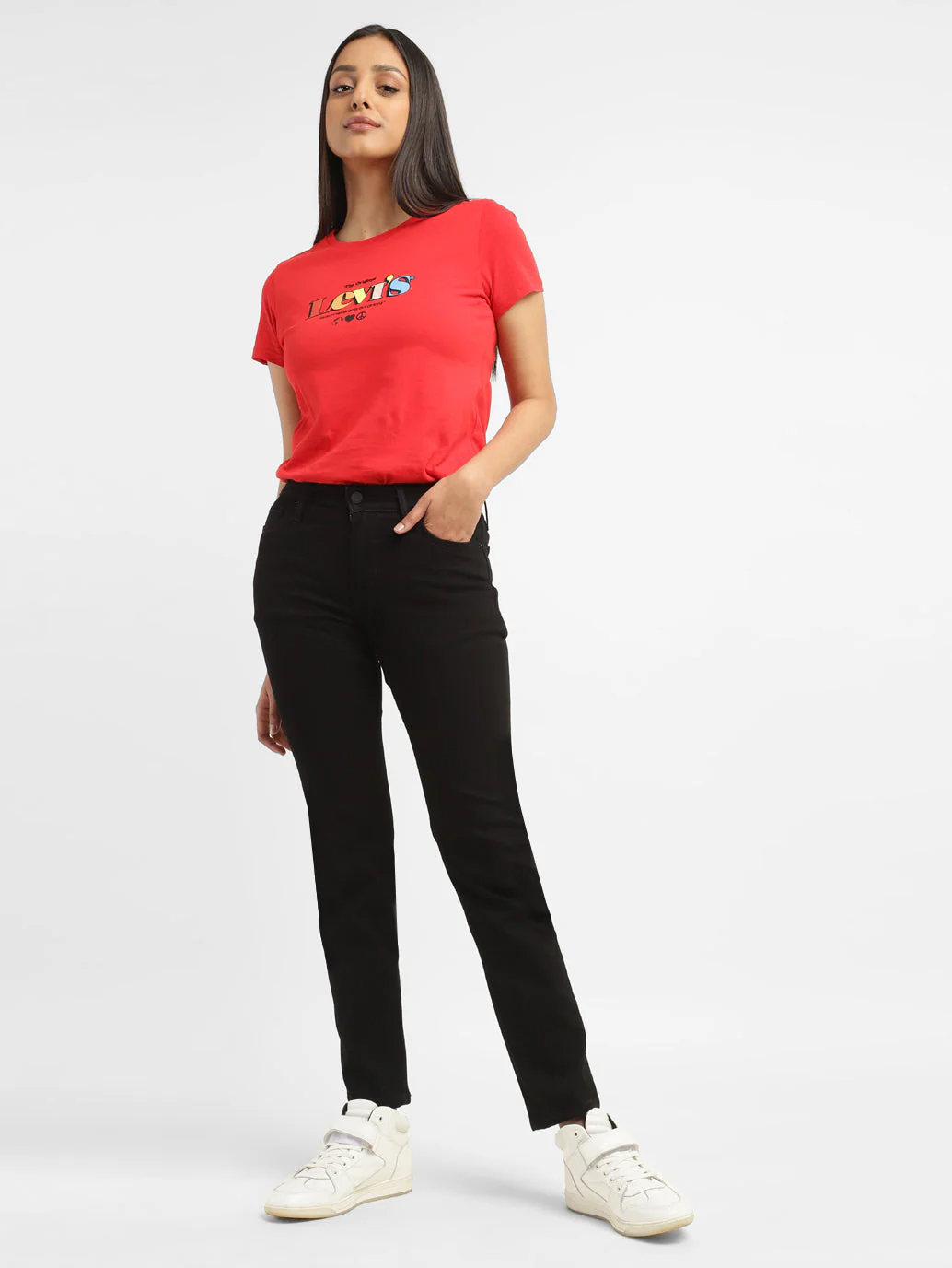 Women's 712 Blue Straight Fit Mid Rise Jeans