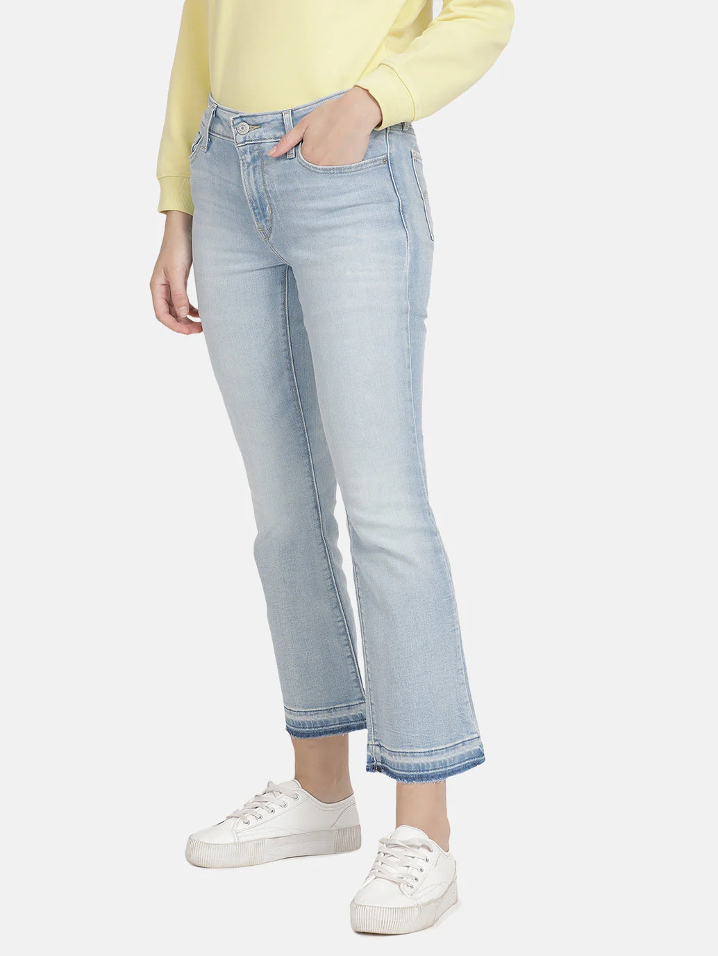 Women's 715 Blue Flared Fit Mid Rise Jeans - Image 2