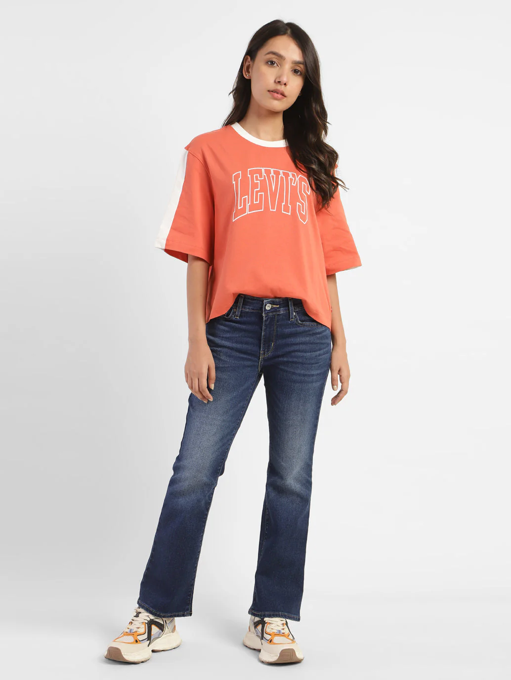 Women's 715 Blue Flared Fit Mid Rise Jeans - Image 5