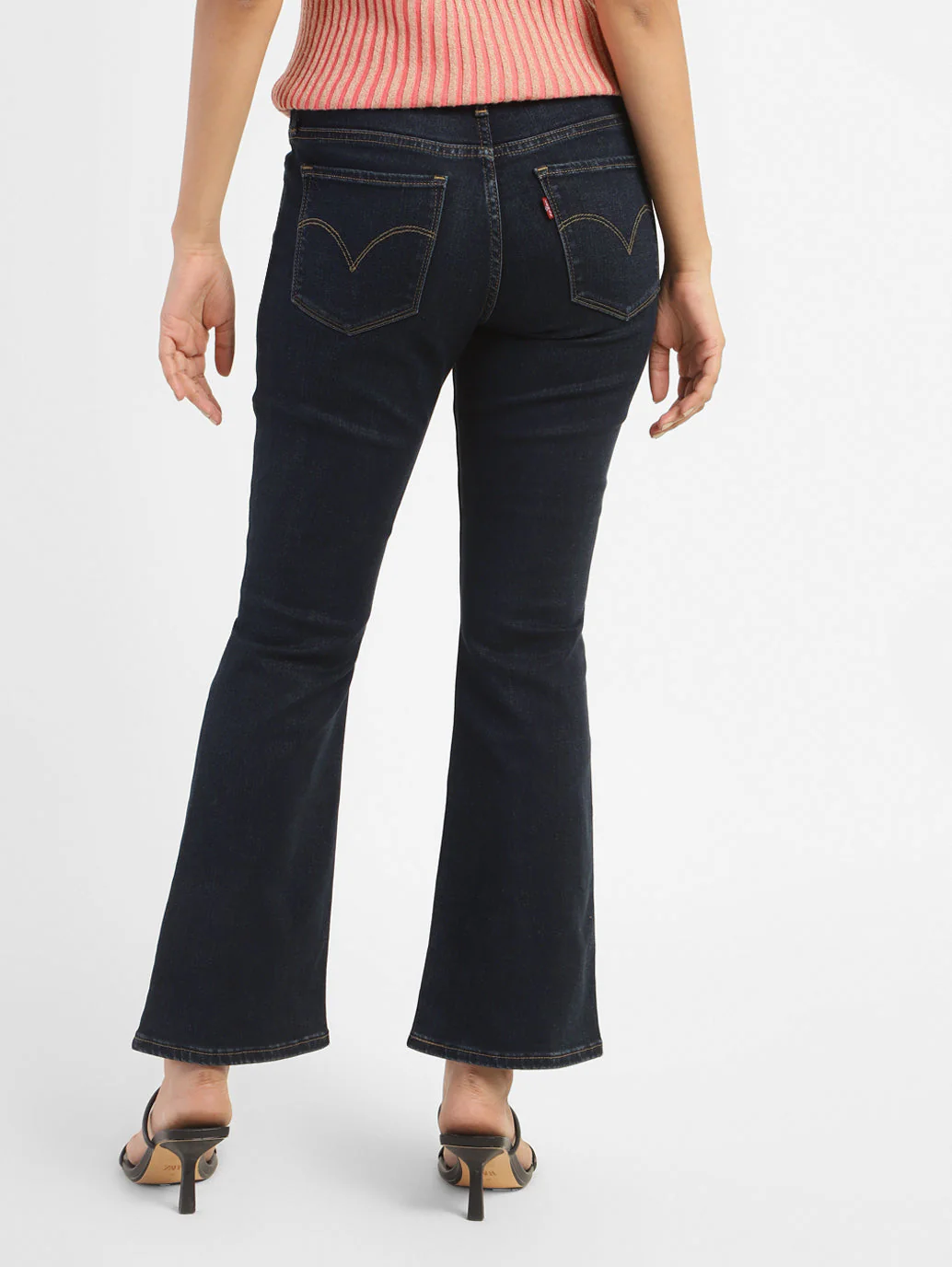Women's 715 Navy Blue Flared Fit Mid Rise Jeans - Image 3