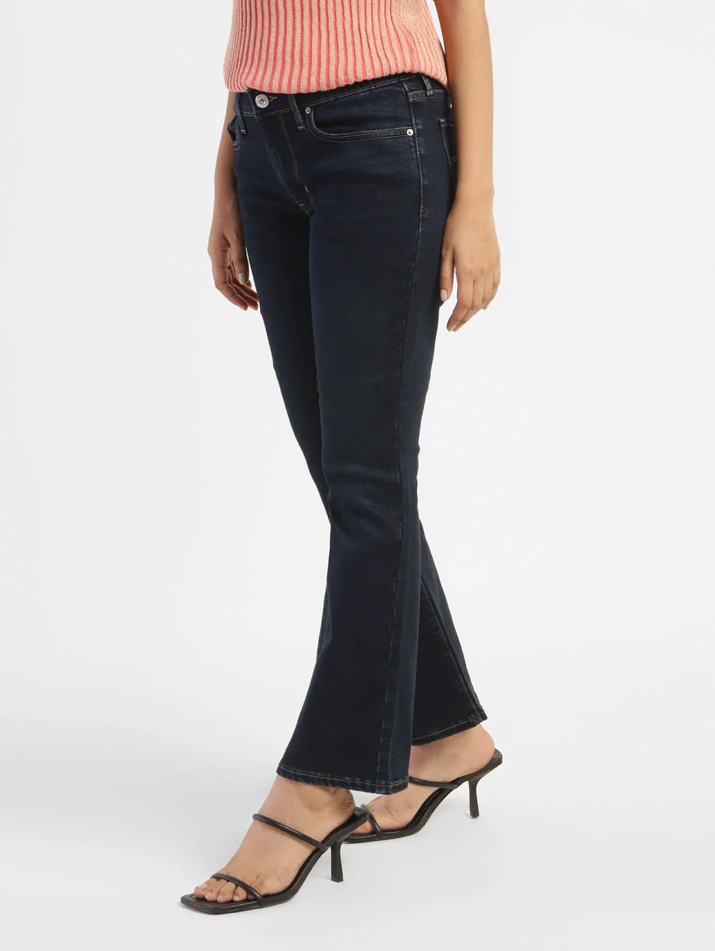 Women's 715 Navy Blue Flared Fit Mid Rise Jeans - Image 4