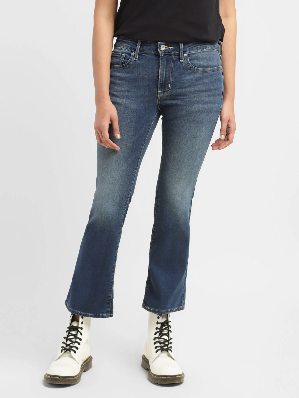 Women's 715 Blue Flared Fit Mid Rise Jeans - Image 2