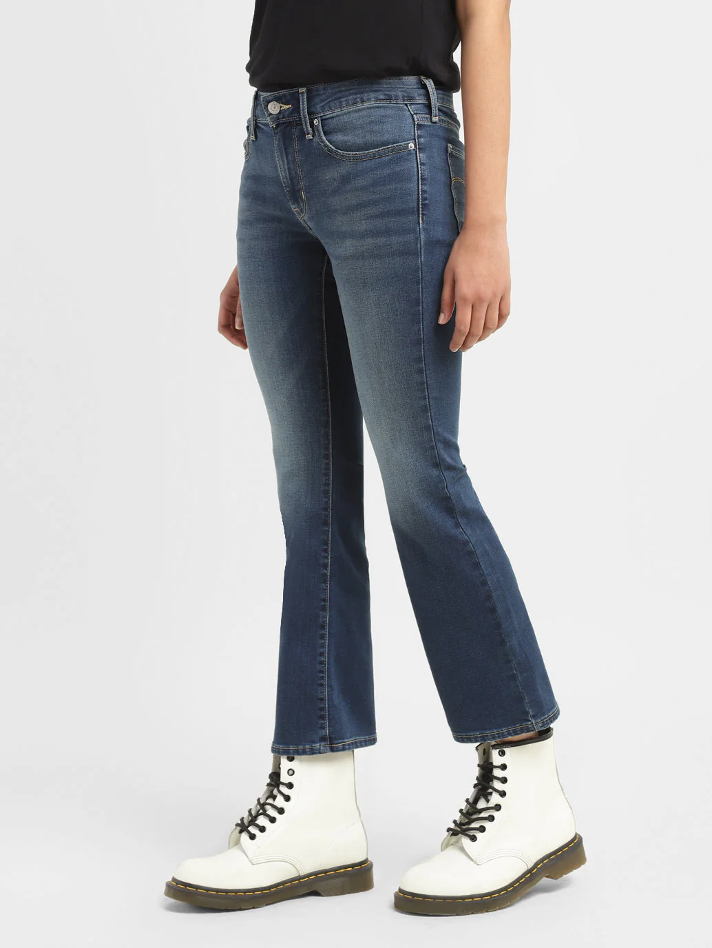 Women's 715 Blue Flared Fit Mid Rise Jeans - Image 3