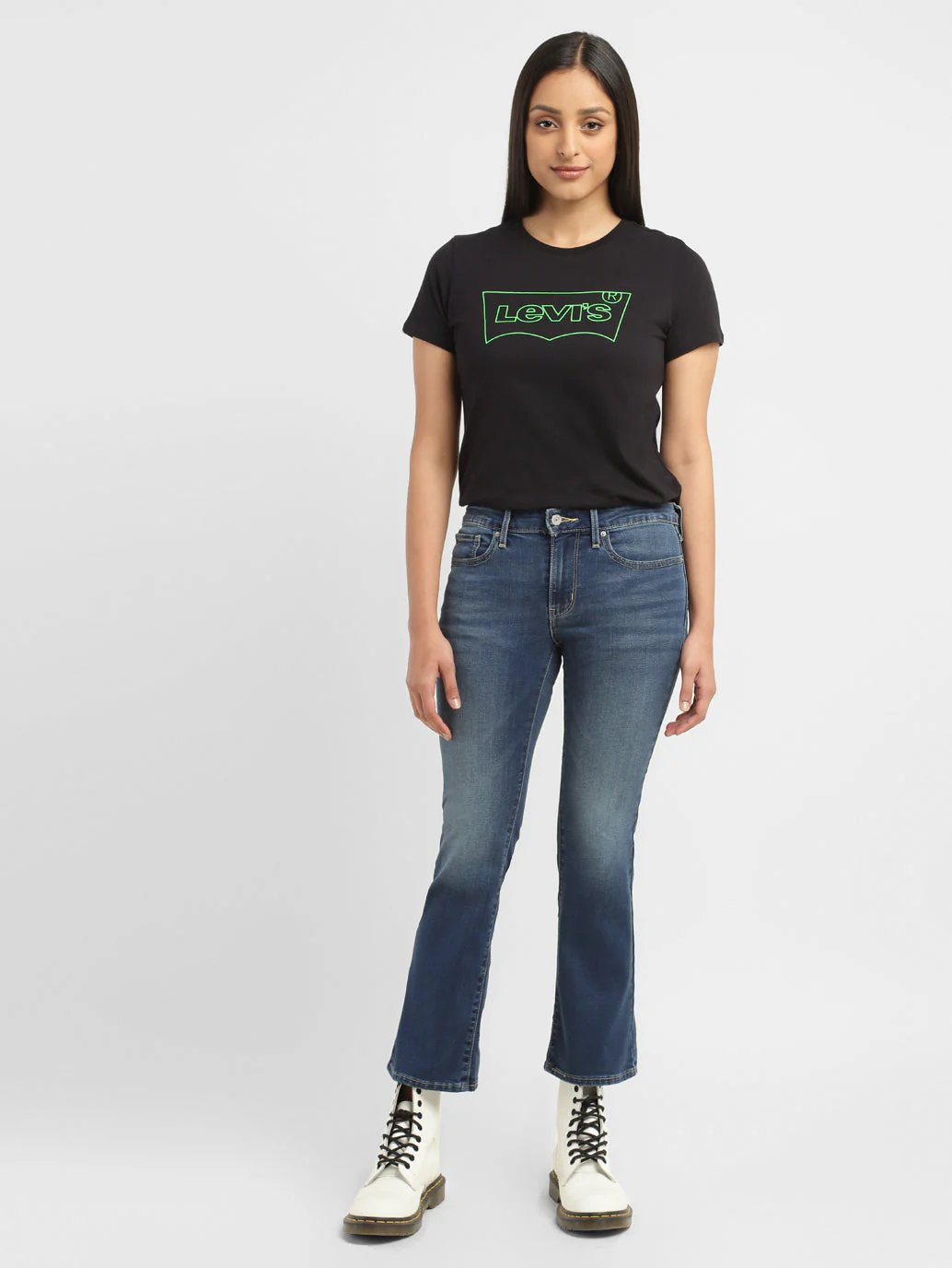 Women's 715 Blue Flared Fit Mid Rise Jeans - Image 5