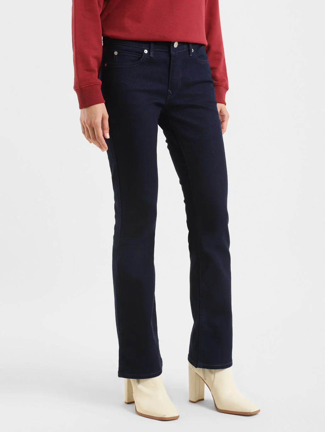 Women's 715 Navy Blue Flared Fit Mid Rise Jeans - Image 4