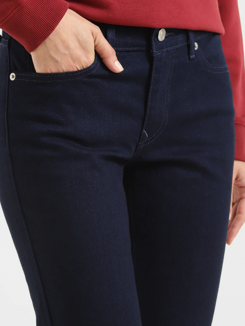 Women's 715 Navy Blue Flared Fit Mid Rise Jeans - Image 5