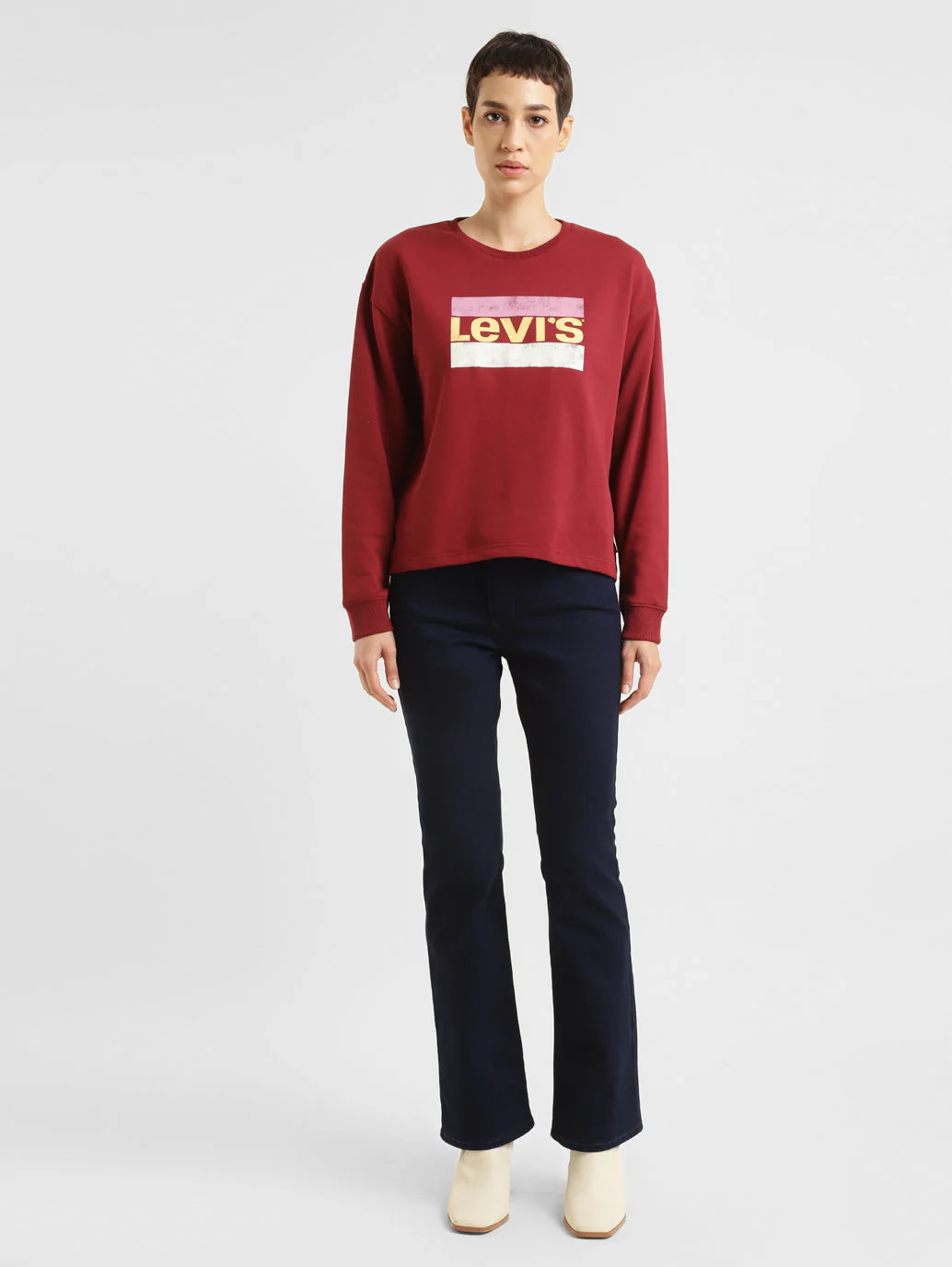 Women's 715 Navy Blue Flared Fit Mid Rise Jeans - Image 7