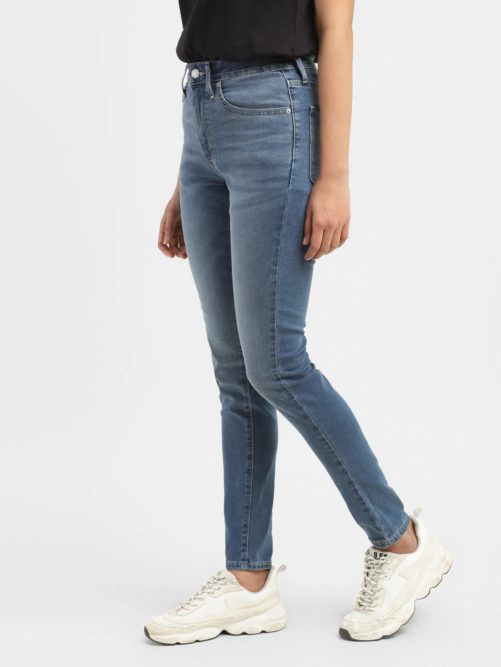Women's 721 Blue Skinny Fit Mid Rise Jeans - Image 3