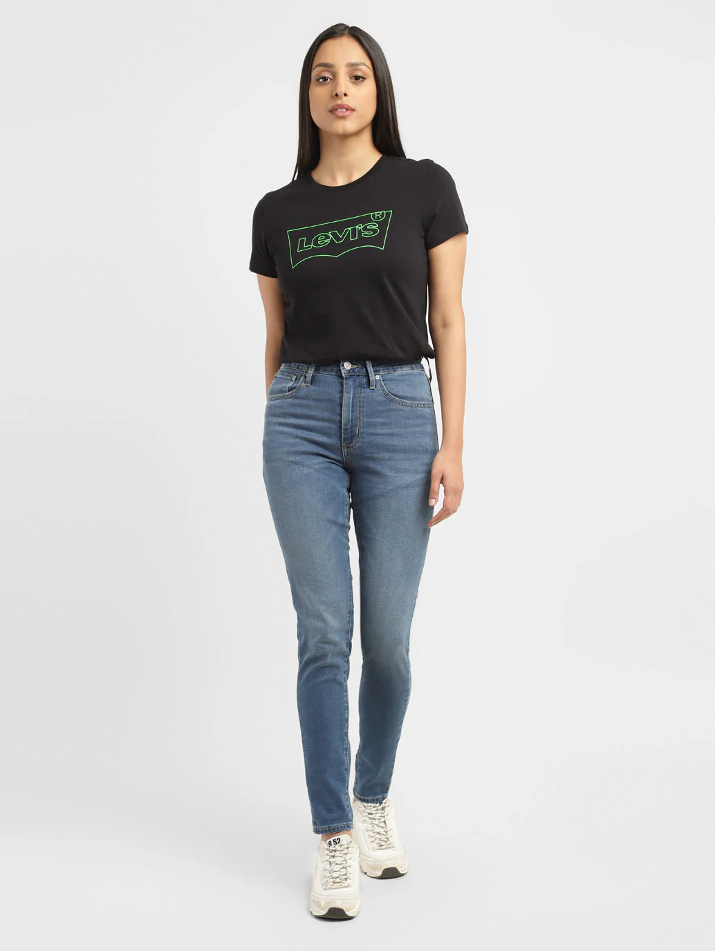 Women's 721 Blue Skinny Fit Mid Rise Jeans - Image 6