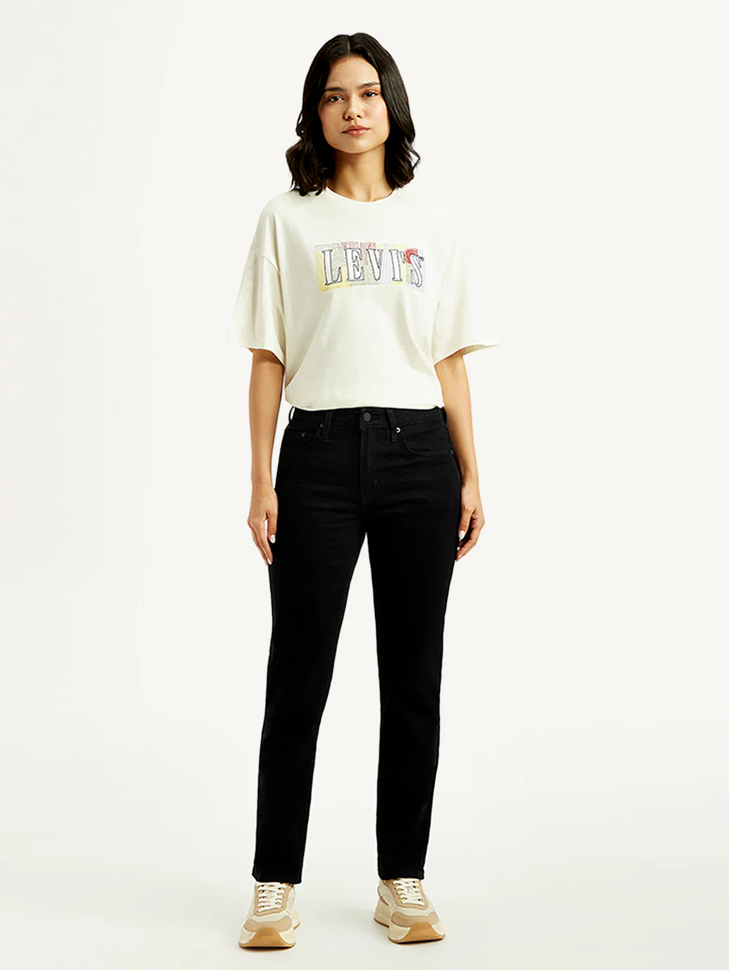 Women's 724 Black Slim Straight Fit High Rise Jeans