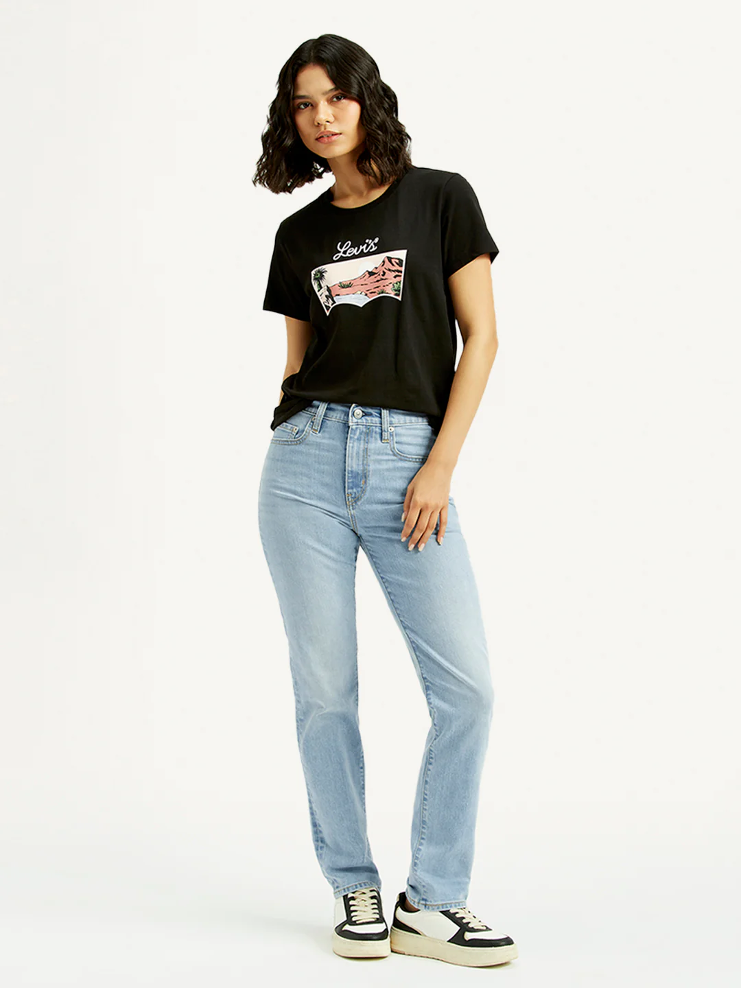 Women's 724 Light Blue Slim Straight Fit High Rise Jeans - Image 7