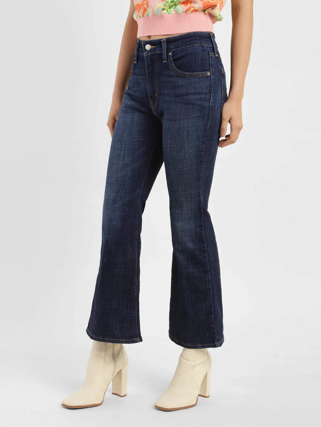 Women's 726 Blue Flared Fit Mid Rise Jeans - Image 5