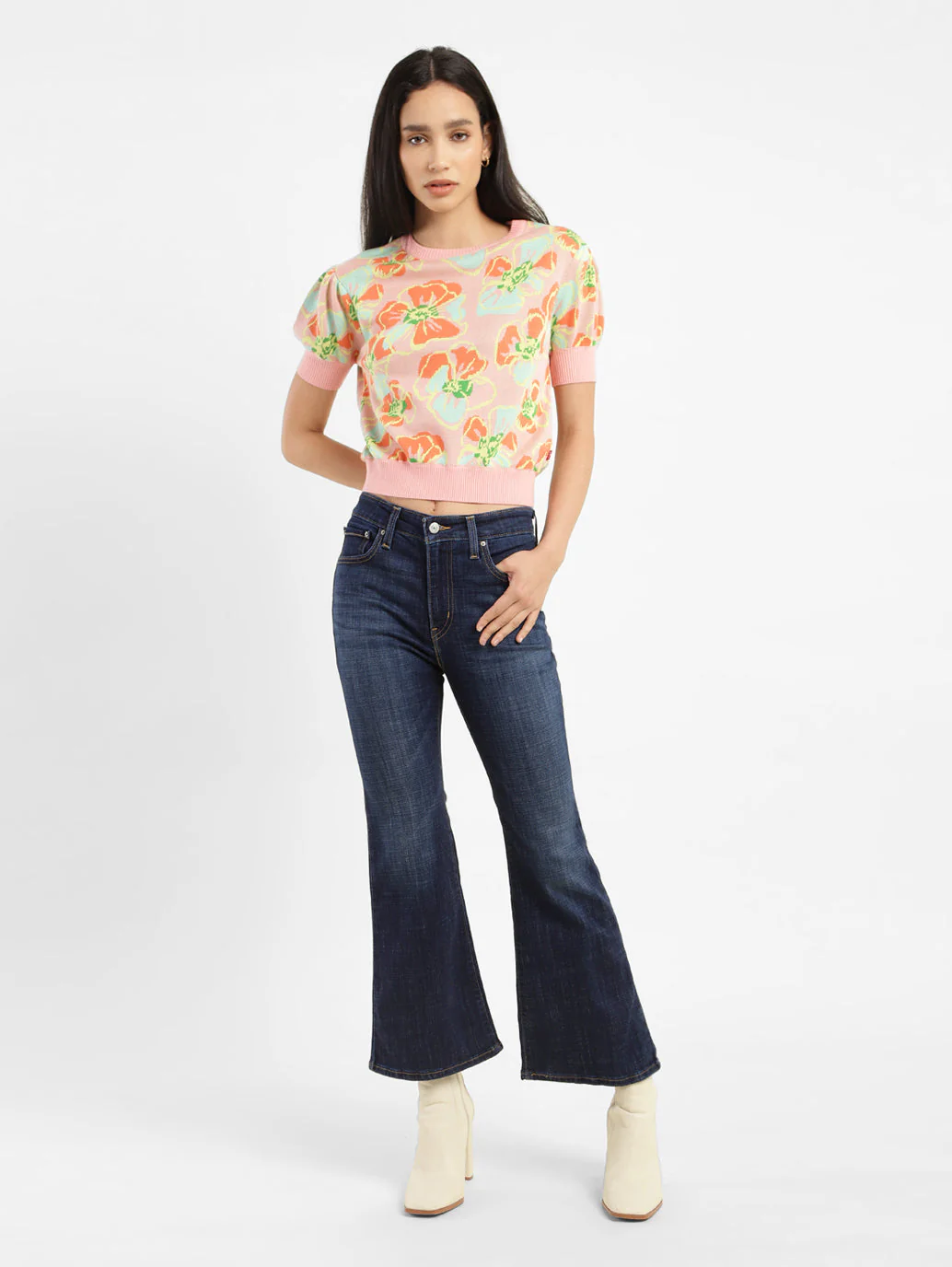 Women's 726 Blue Flared Fit Mid Rise Jeans - Image 8