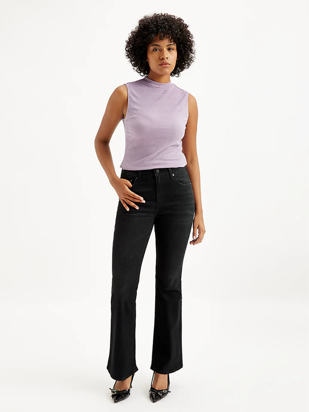 Women's 726 Black Flared Fit Mid Rise Jeans - Image 3
