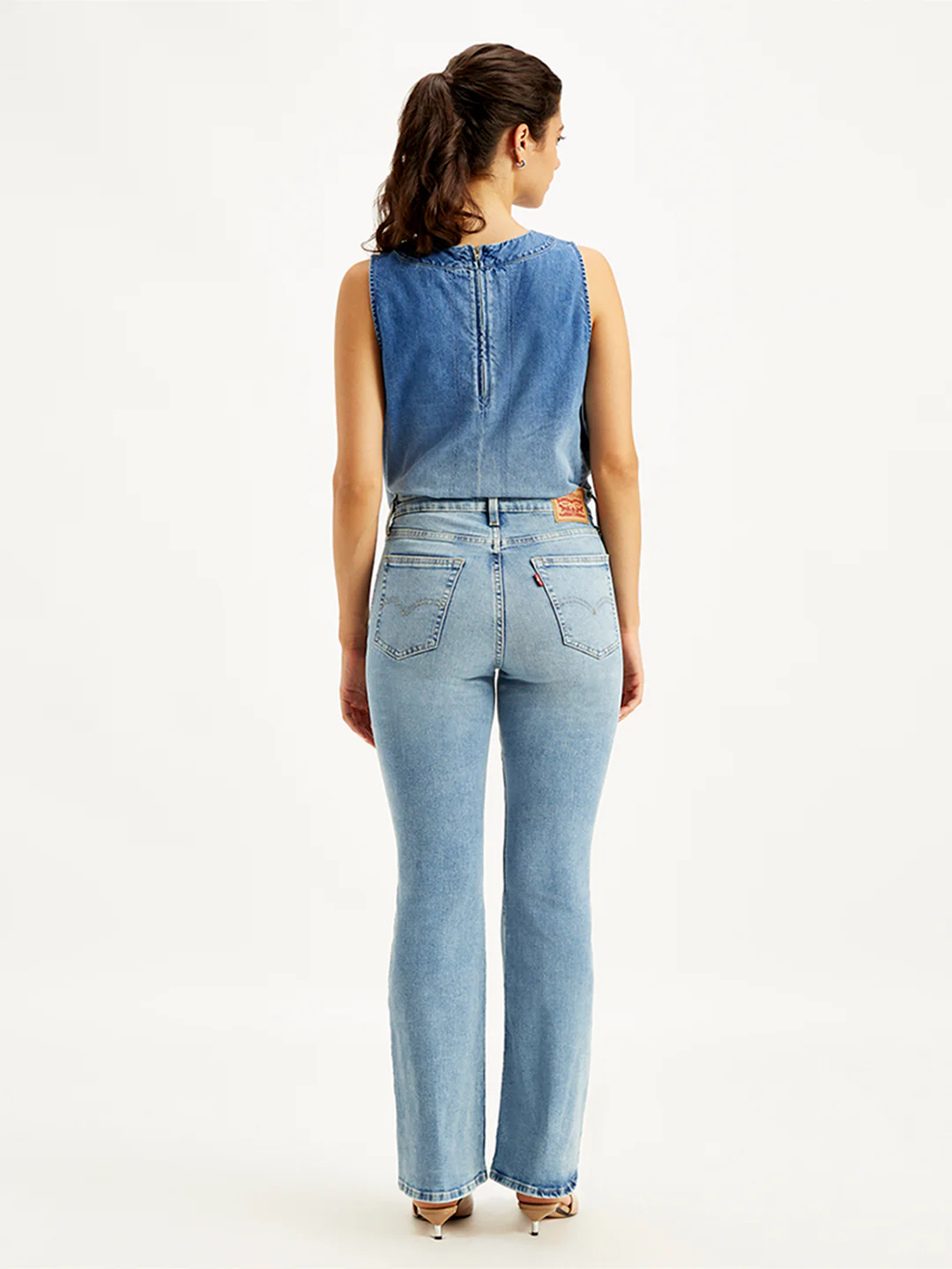 Women's 726 Blue Flared Fit Mid Rise Jeans - Image 2