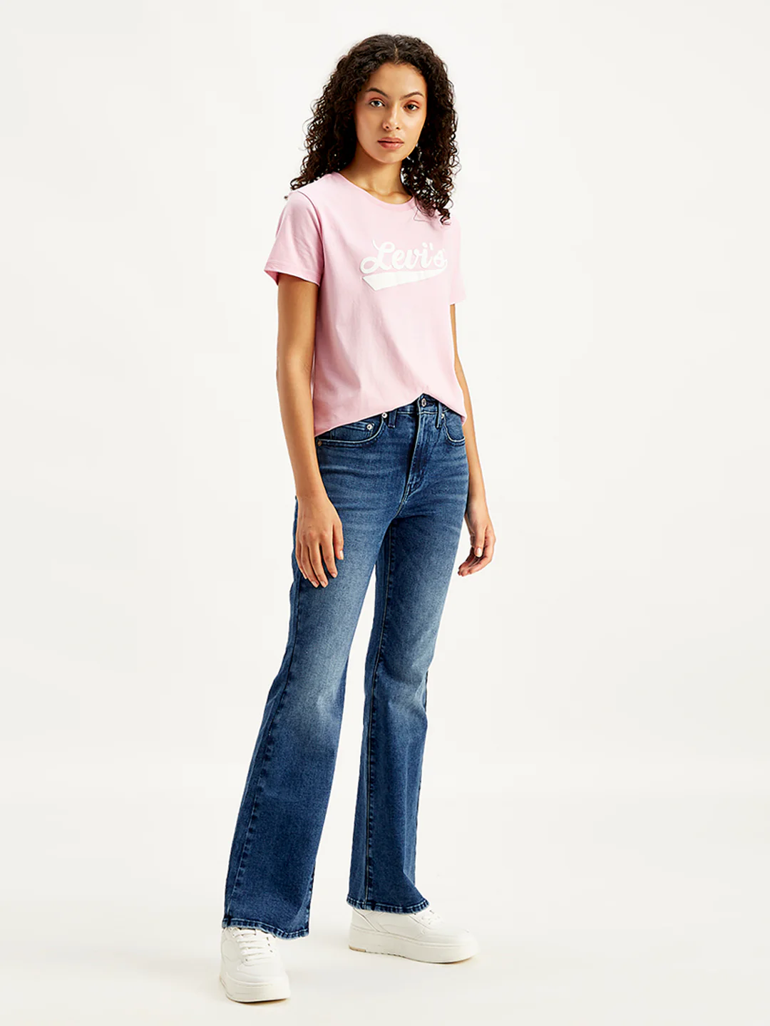 Women's 726 Blue Flared Fit Mid Rise Jeans - Image 3