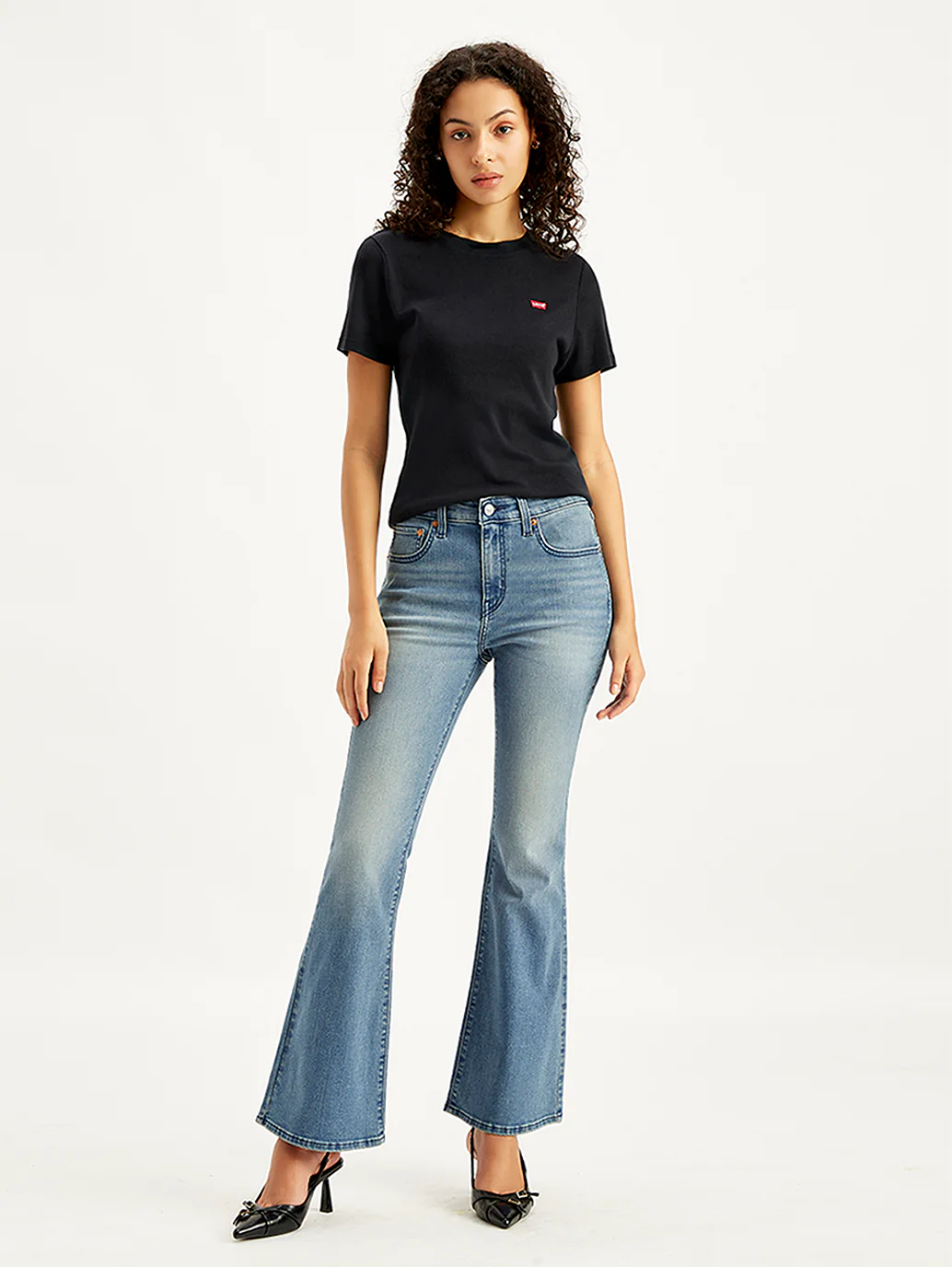 Women's 726 Blue Flared Fit Mid Rise Jeans - Image 2