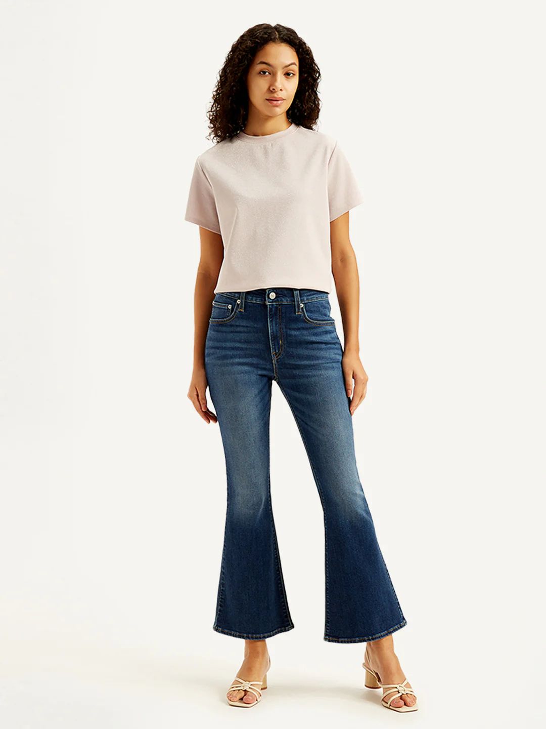 Women's 726 Blue Flared Fit Mid Rise Jeans