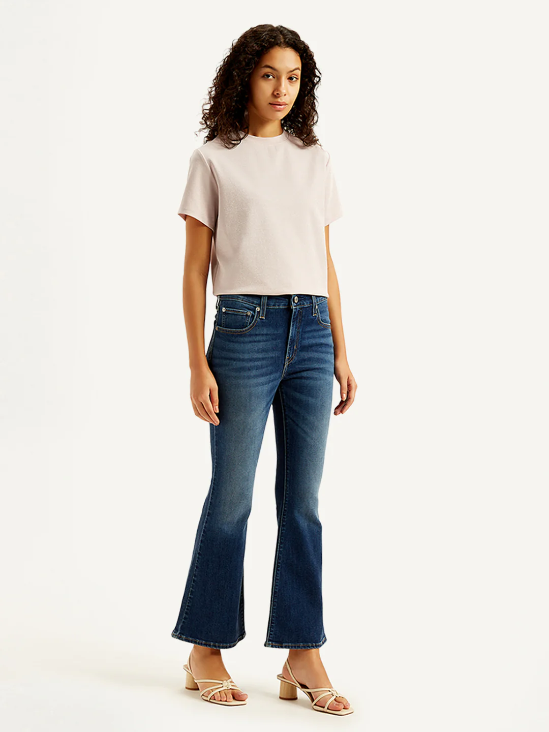 Women's 726 Blue Flared Fit Mid Rise Jeans - Image 3