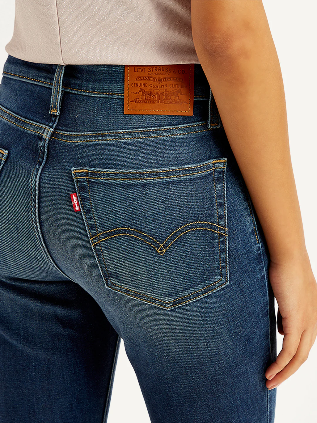Women's 726 Blue Flared Fit Mid Rise Jeans - Image 5