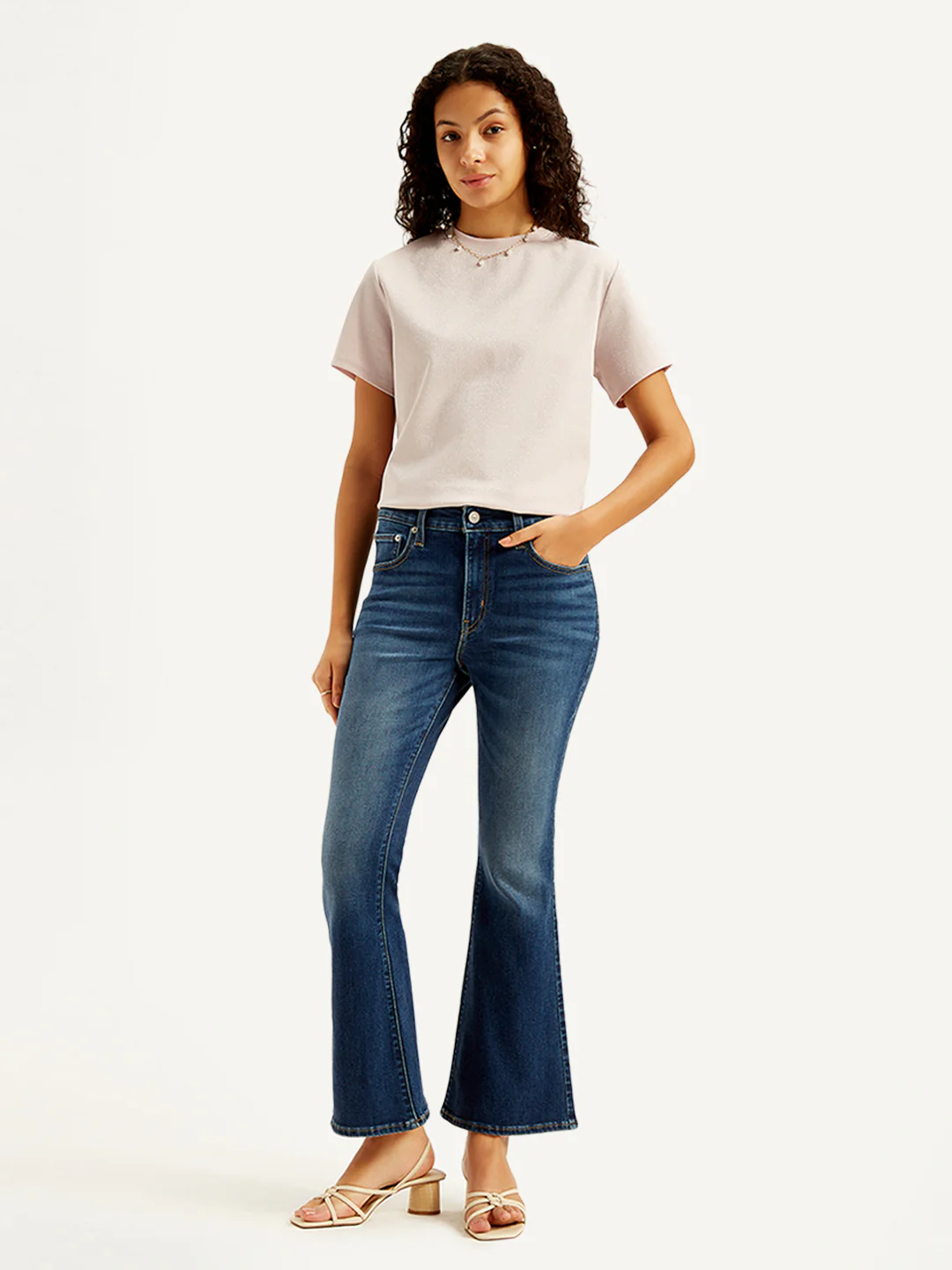 Women's 726 Blue Flared Fit Mid Rise Jeans - Image 6