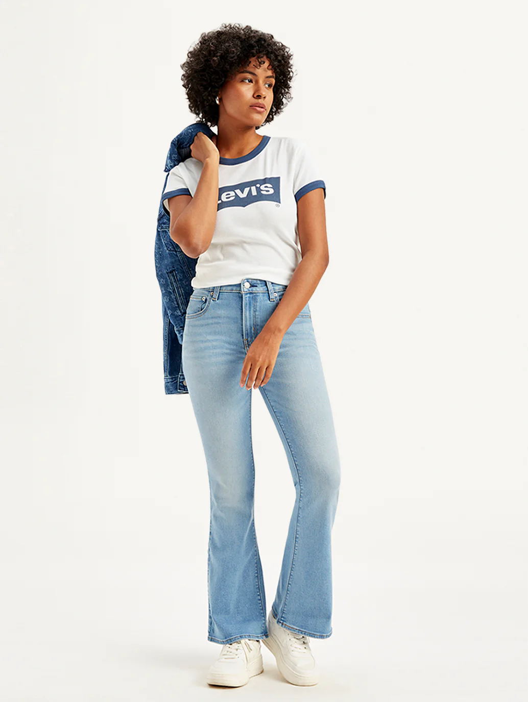 Women's 726 Blue Flared Fit Mid Rise Jeans