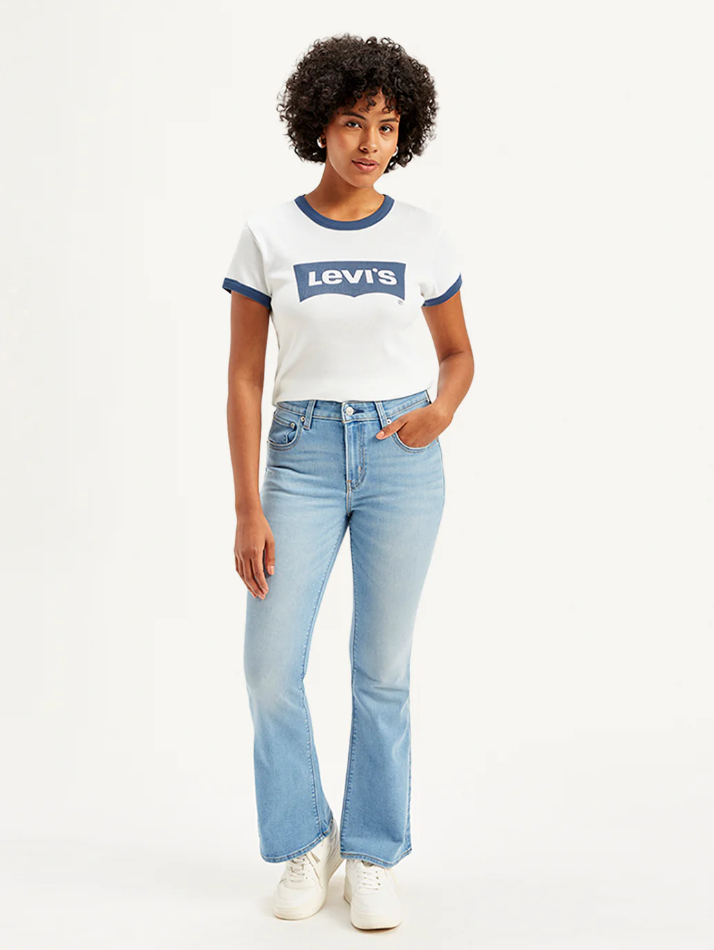 Women's 726 Blue Flared Fit Mid Rise Jeans - Image 2
