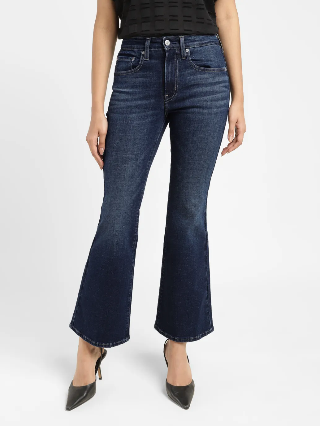Women's 726 Blue Flared Fit Mid Rise Jeans - Image 2
