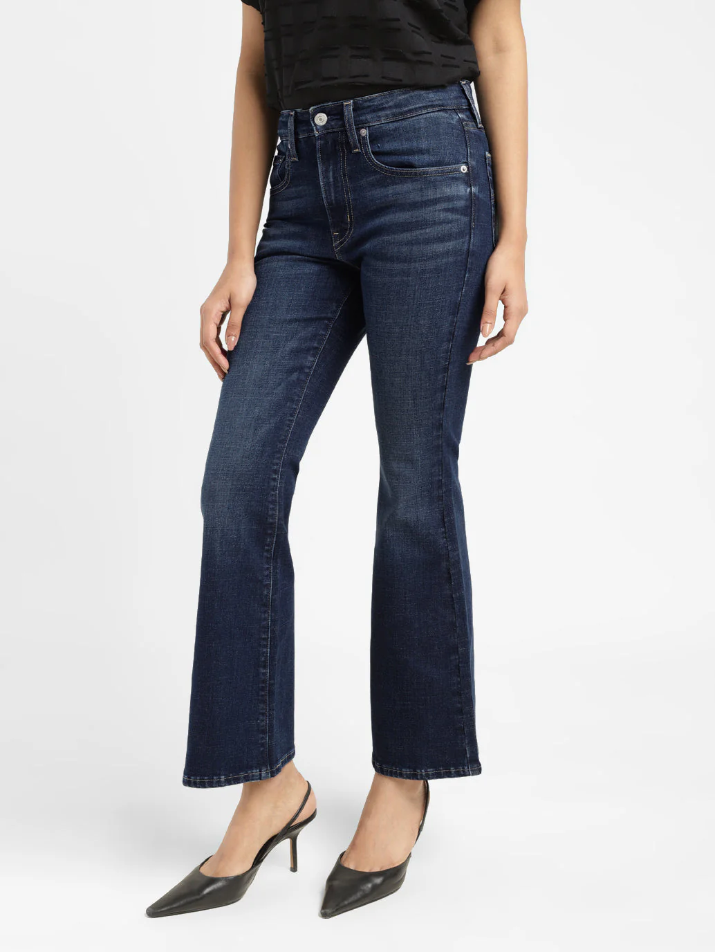 Women's 726 Blue Flared Fit Mid Rise Jeans - Image 6